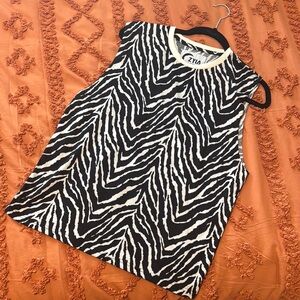 ZYIA Women's Black and White Zebra Print Top